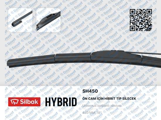 SILBAK SH450 Silecek Supurgesi (Muz Tipi) Hybrit 450mm Unuversal